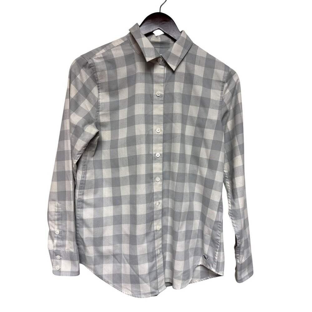 Vineyard Vines Women's Shirt Performance Relaxed Button Down Grey Plaid Size 2